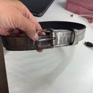 Ralph Lauren Silver Crocodile-Embossed Women's Belt